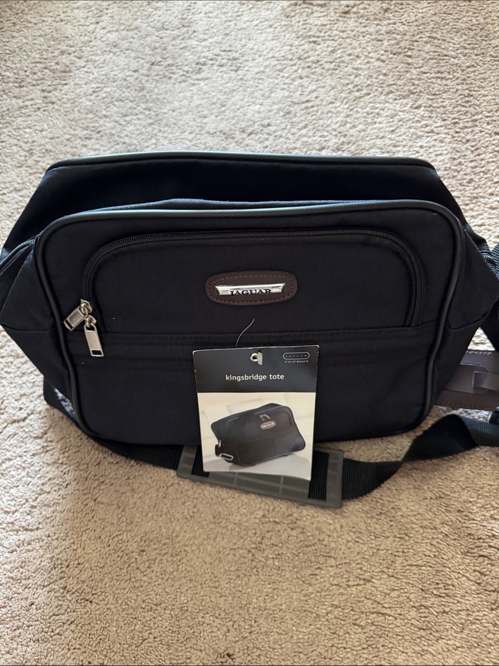 Kingsbridge Black Toiletry Tote with Front Zip Pocket & Luggage Sleeve